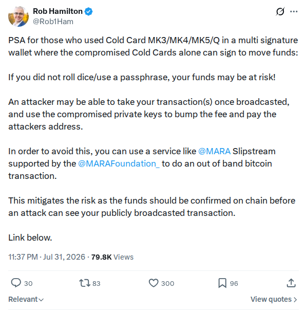 Captured screenshot: Multisig migration PSA