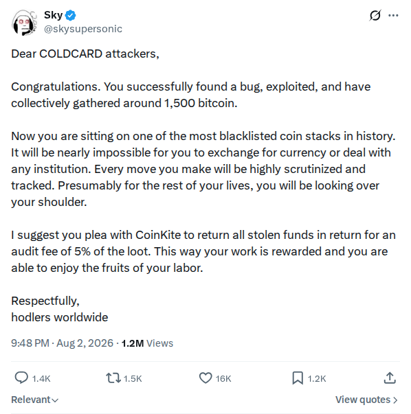 Captured screenshot: Open letter to the attackers