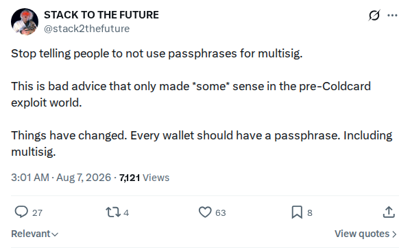 Captured screenshot: Argument for passphrases on multisig too