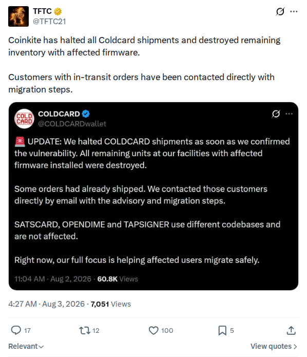 Captured screenshot: Shipments halted and inventory destroyed report