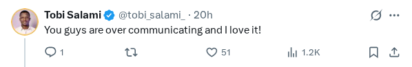 Captured screenshot of the reply by @tobi_salami_