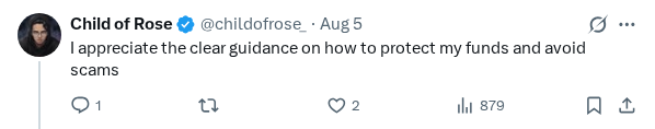 Captured screenshot of the reply by @childofrose_