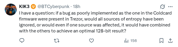 Captured screenshot of the reply by @BTCyberpunk