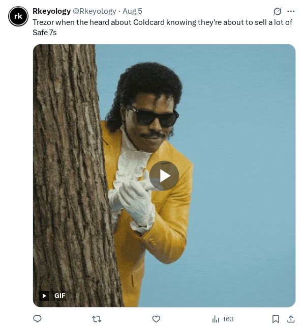 Captured screenshot of the reply by @Rkeyology