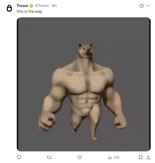 Captured screenshot of the reply by @Trezor