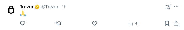 Captured screenshot of the reply by @Trezor
