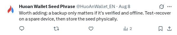 Captured screenshot of the reply by @HuoAnWallet_EN