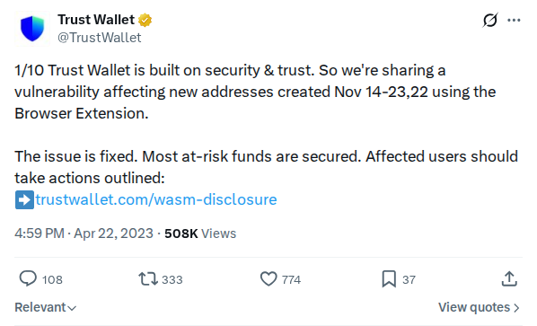 Captured screenshot: Browser-extension WASM vulnerability thread