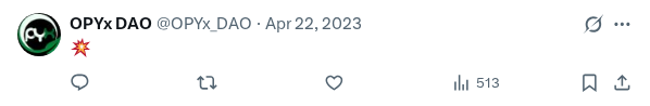 Captured screenshot of the reply by @OPYx_DAO