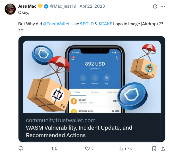 Captured screenshot of the reply by @Mac_jess19