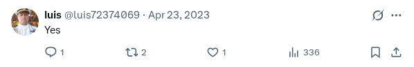Captured screenshot of the reply by @luis72374069