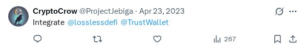 Captured screenshot of the reply by @ProjectJebiga