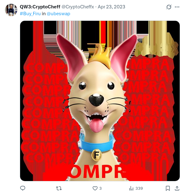 Captured screenshot of the reply by @CryptoCheffx
