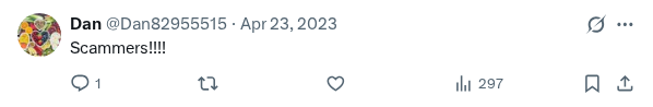 Captured screenshot of the reply by @Dan82955515