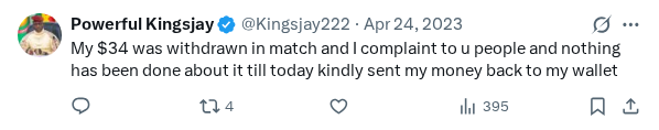 Captured screenshot of the reply by @Kingsjay222